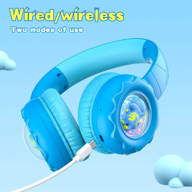 Audifono Bluetooth Onikuma B30 Niñ@s Bajo Nivel Ruido Cn Luz Azul Dino B30