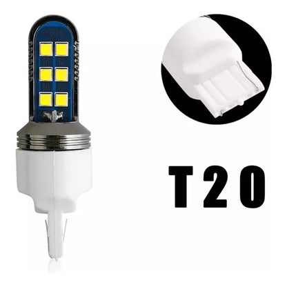 X2 Ampolleta T20 Led Luz Blanca Carcasa Aluminio Auto /ryc