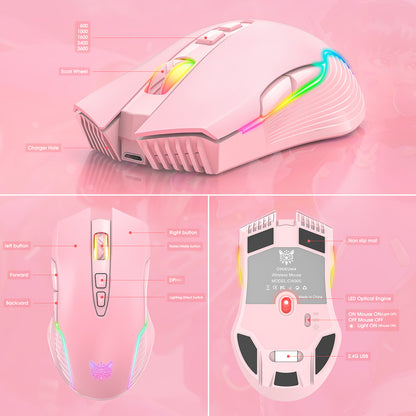 Mouse Gamer Inalambrico Onikuma 7 Botones 3600dpi Rgb Cw905