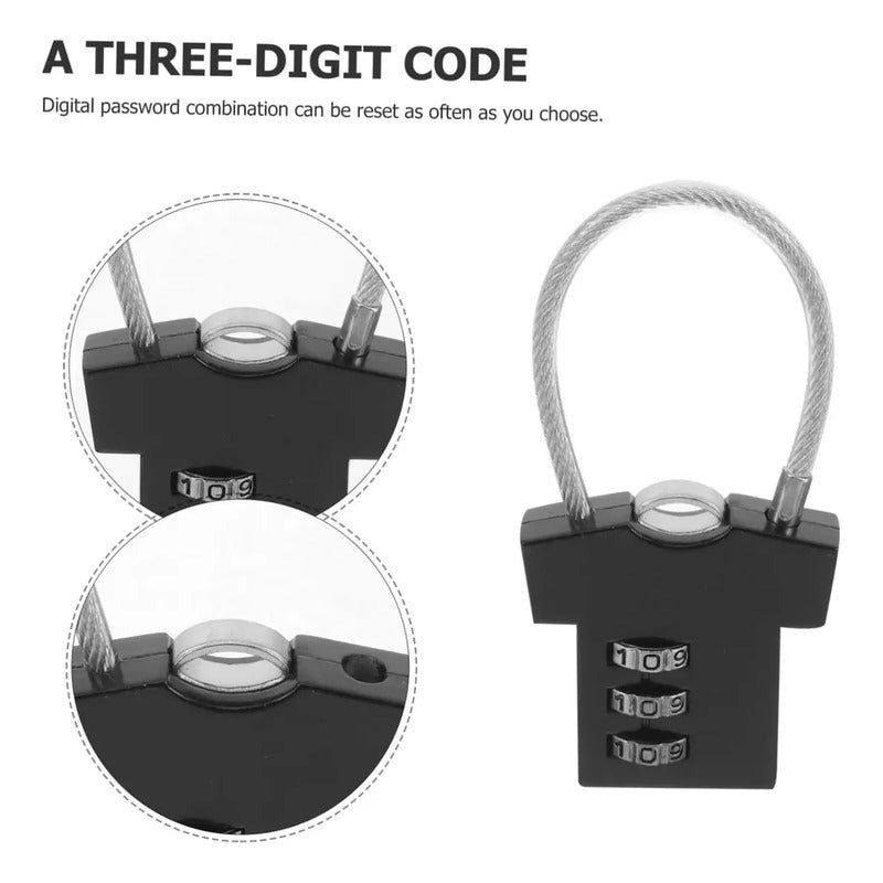 Mini Candado De Seguridad Con Contraseña Multiuso Diseño Color Negro