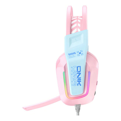 Auriculares Para Juegos Onikumax13 Con Micrófono Y Rgb Color Rosa