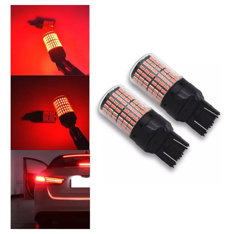 X2 Ampolleta Led T20 7443 144smd Roja 360° Auto