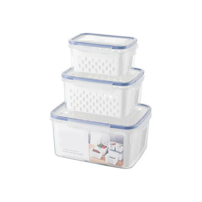 X3 Contenedor Hermético Frutas Verduras Frescas Con Colador