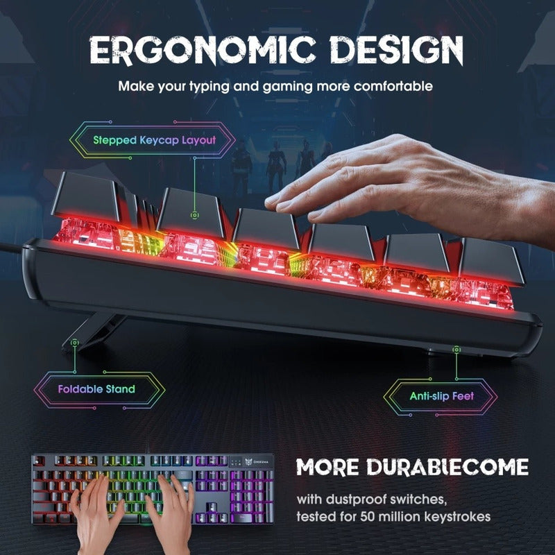 Teclado Gamer Mecánico Rgb Keyboard Para Juego Onikuma /r&c Negro Español Latinoamérica