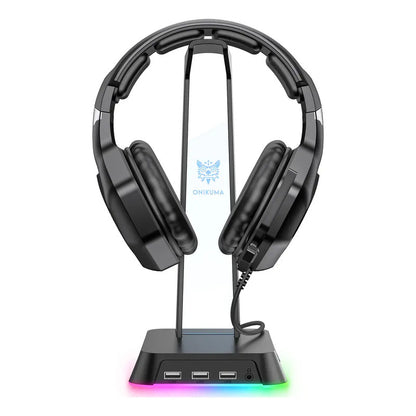 Stand De Audifonos Onikuma St2 Con Luz 3puertos Usb + 3.5mm