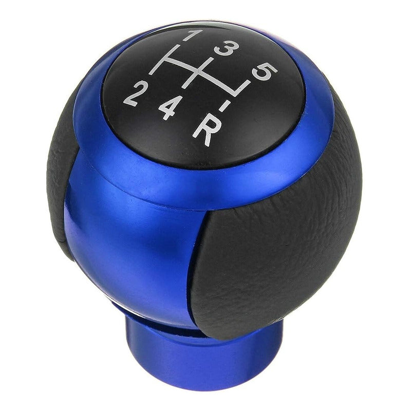 Pomo Palanca De Cambio Redondo Eco Cuero Negro-azul 71a