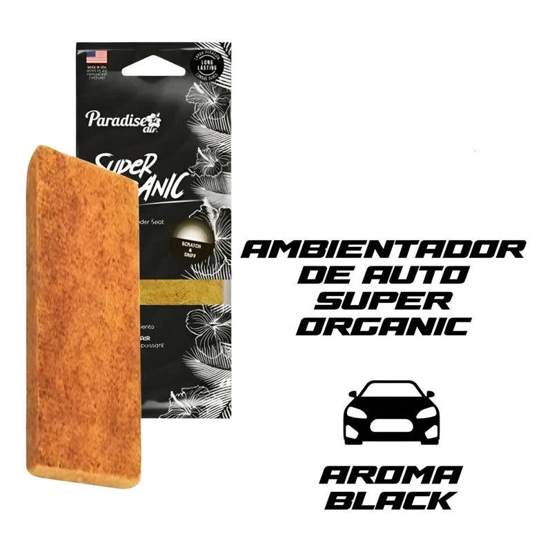 Ambientador Super Organic Aromatizante Paradise Air Auto Cas Marrón Black