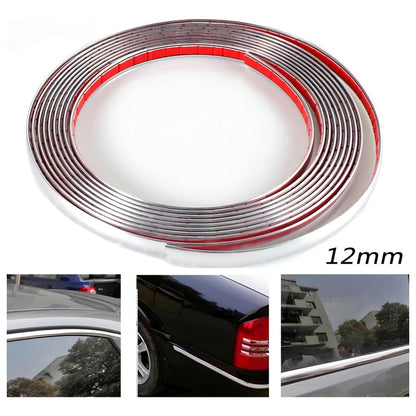 Moldura Cromada 12mm Adhesiva Decorativa Auto Tuning 15m R&c