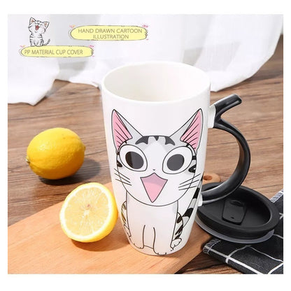 Taza De Gato Mug Con Tapa Con Boquilla Tazón Gato Chi/ Ryc