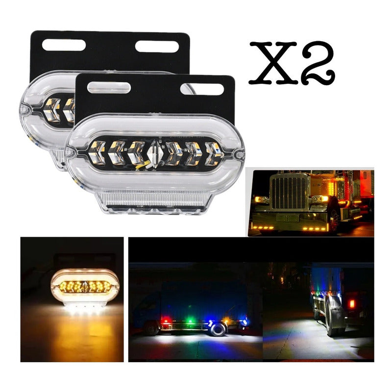 X2 Luz Led Lateral Bicolor Luz De Trocha 24v Destellante