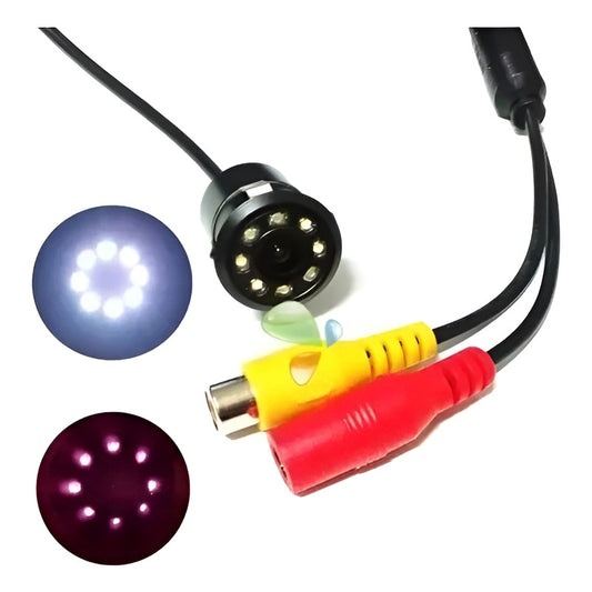 Camara De Reversa Hd Embutida 8 Led Retroceso Vision Nocturn Color Negra 8 Led