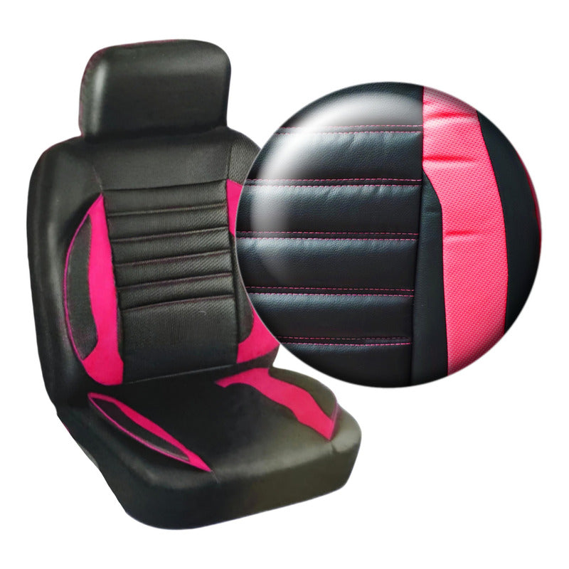 Juego Funda Cubreasiento 100% Eco Cuero Acolchado Y Bolsillo