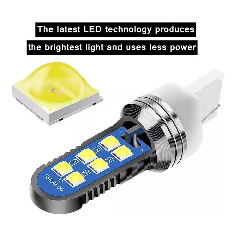 X2 Ampolleta T20 Led Luz Blanca Carcasa Aluminio Auto /ryc