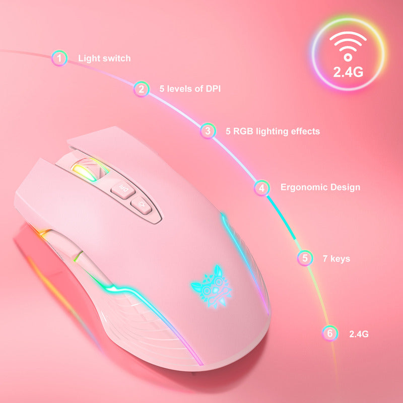 Mouse Gamer Inalambrico Onikuma 7 Botones 3600dpi Rgb Cw905