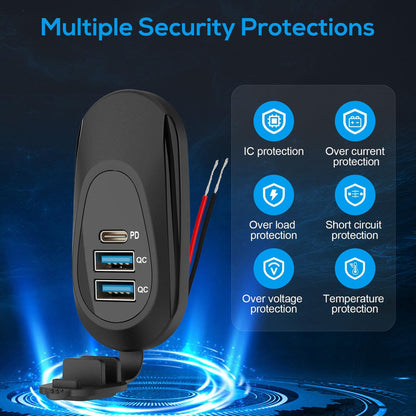 Cargador Carga Rápida 2 Usb 1 Type C 12-24v Sobrepuesto