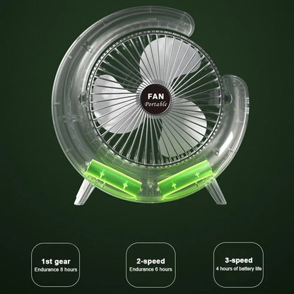 Ventilador De Mesa Recargable Usb 2 En 1 Con Lámpara Luz Led