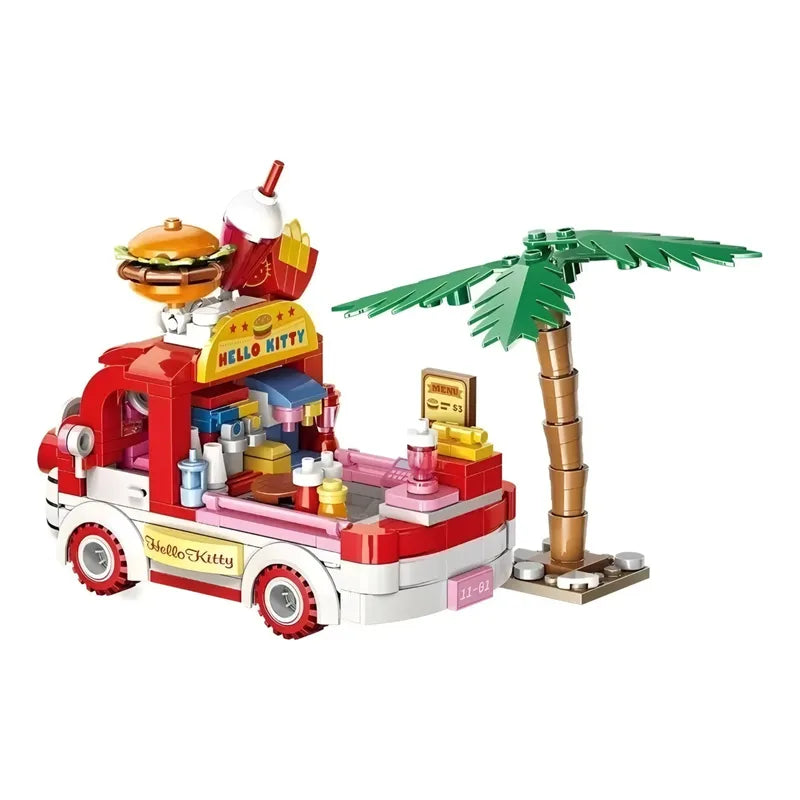 Set Bloques De Construcción Keeppley Hello Kitty Y Amigos 340 Hello Kitty Y Pochacco Fast Steeet Food 9084