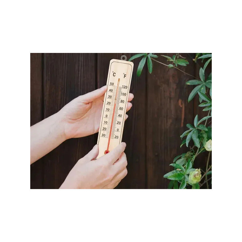 Termómetro Ambiental Madera Análogo Pared Interior Exterior