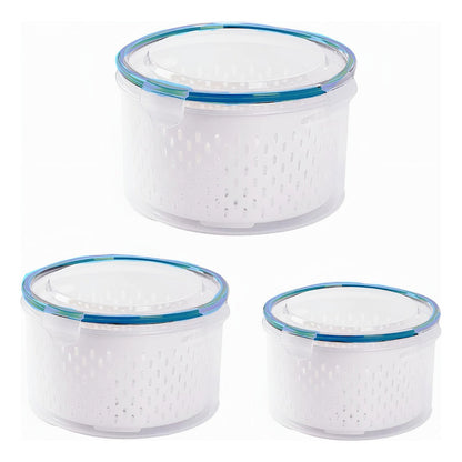 X3 Contenedor Hermético Frutas Verduras Frescas Con Colador
