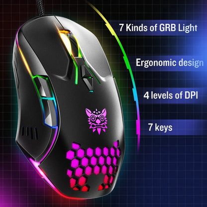 Mouse Gamer Onikuma Cw902 Con Luz 7 Boton Ergonomico Ligero Negro Cw902