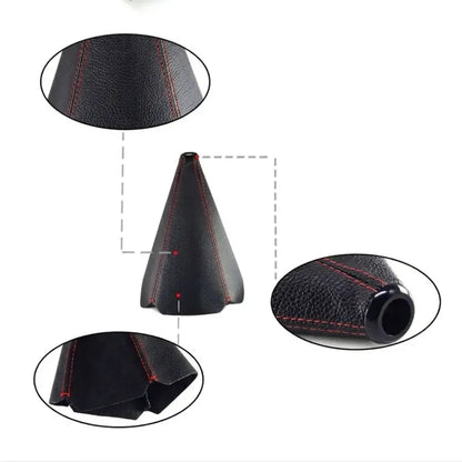 Cofia Funda Cubre Palanca De Cambio Eco Cuero Auto 30269 Kmt Hilo Rojo 30269