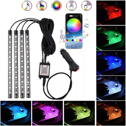 Tira X4 Luz Led De Piso Interior Bluetooth Auto Tunning/ Ryc