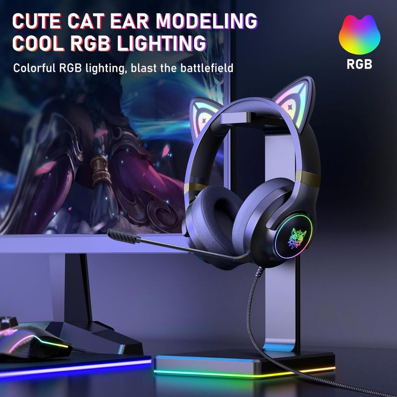 Audifono Gamer X30 Orejas De Gato Luz Rgb Microfono Desmonta