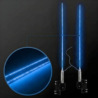 X2 Antena Tipo Látigo Con Luz Led 100cm 12v + Control Modos Azul 81-17a