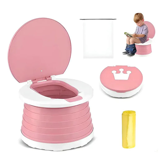 Pelela Plegable Baño Inodoro Portatil Niñ@ Viajero Auto Casa Color Rosa Corona