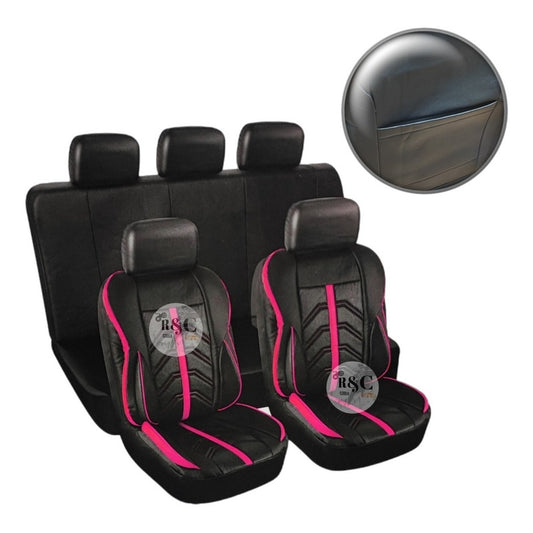 Set Fundas Cubreasiento 100% Eco Cuero Acolchado Cn Bolsillo