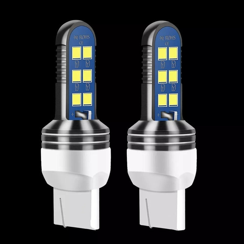 X2 Ampolleta T20 Led Luz Blanca Carcasa Aluminio Auto /ryc