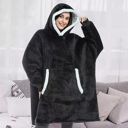 Polerón Con Capucha Sudadera Manta Sherpa Invierno Huggle/r&