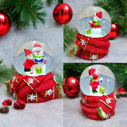 Bola De Nieve Con Luz Esfera Cristal De Navidad 10cm Decora