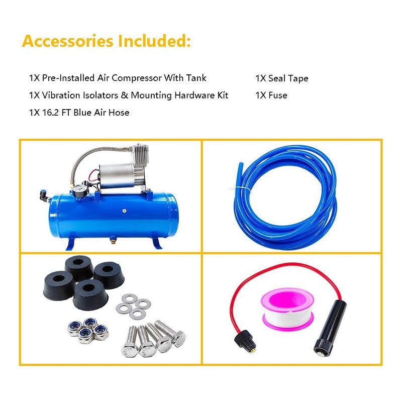 Compresor De Aire Auto 12v 150psi 6litros Bocina Neumático