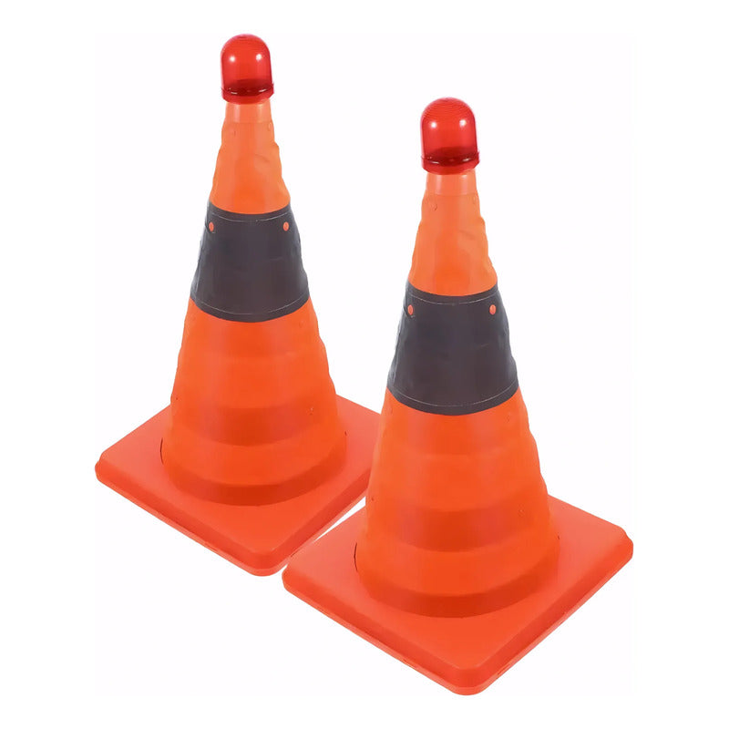 X2 Cono Emergencia Retractil Reflectante Con Luz Led 40cm X2 Naranja 53711