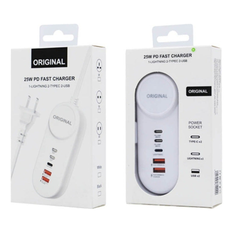 Cargador 35w Usb-c Hub Usb 5 Puertos Carga Rápida Alargador