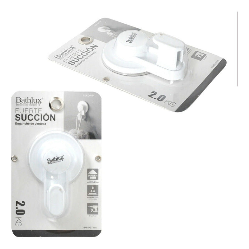 Bathlux Gancho Percha Con Ventosa Baño Sin Perforar Color Blanco