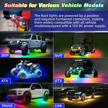 Kit Luz De Chasis Bluetooth 12led Rgb +control Tunning 12v