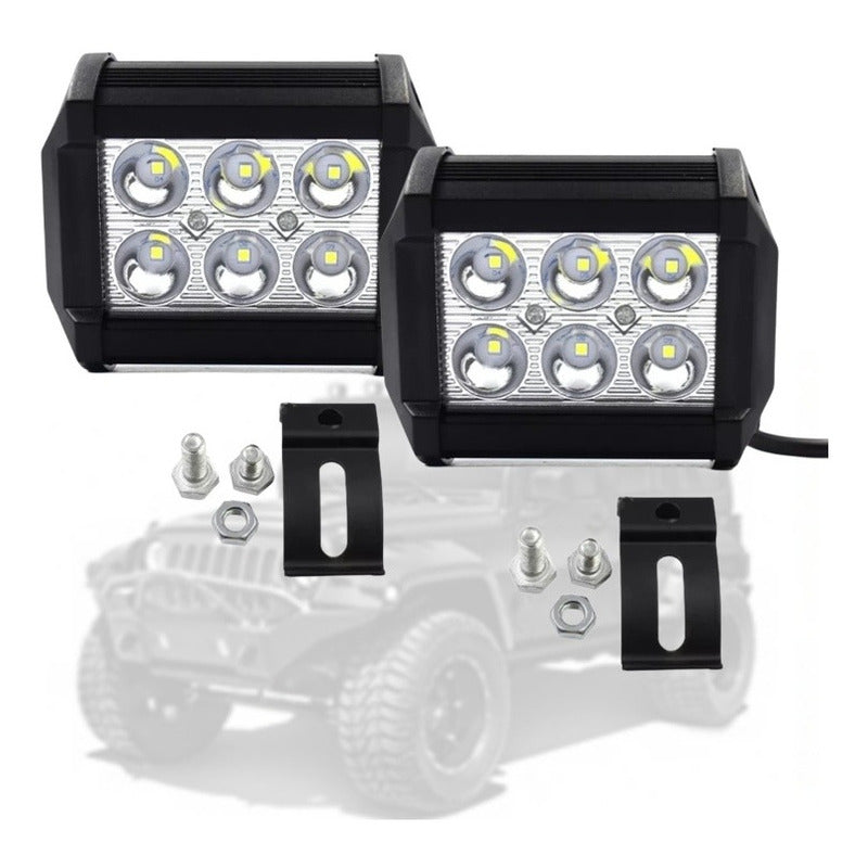 X2 Neblinero 6 Led 18w Foco Led Potente Auto Pack Spots /ryc