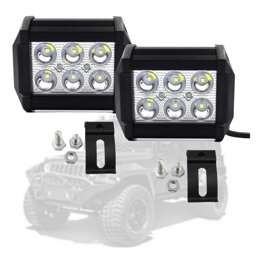 X2 Neblinero 6 Led 18w Foco Led Potente Auto Pack Spots /ryc