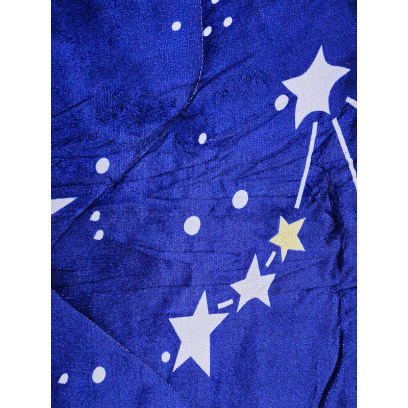 Plumón Cobertor Cubrecama Plush Chiporro Funda 2p Diseños Azul Mod11 Estrellas