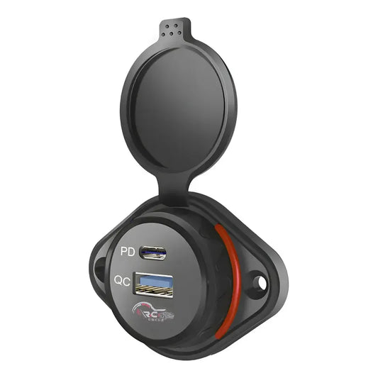 Cargador Carga Rápida 1 Usb 1 Type C 12-24v Sobrepuesto Color Luz Roja 1866