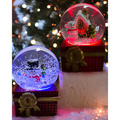 X6 Esferas De Cristal De Navidad Bola D Nieve Cn Luz Led 9cm