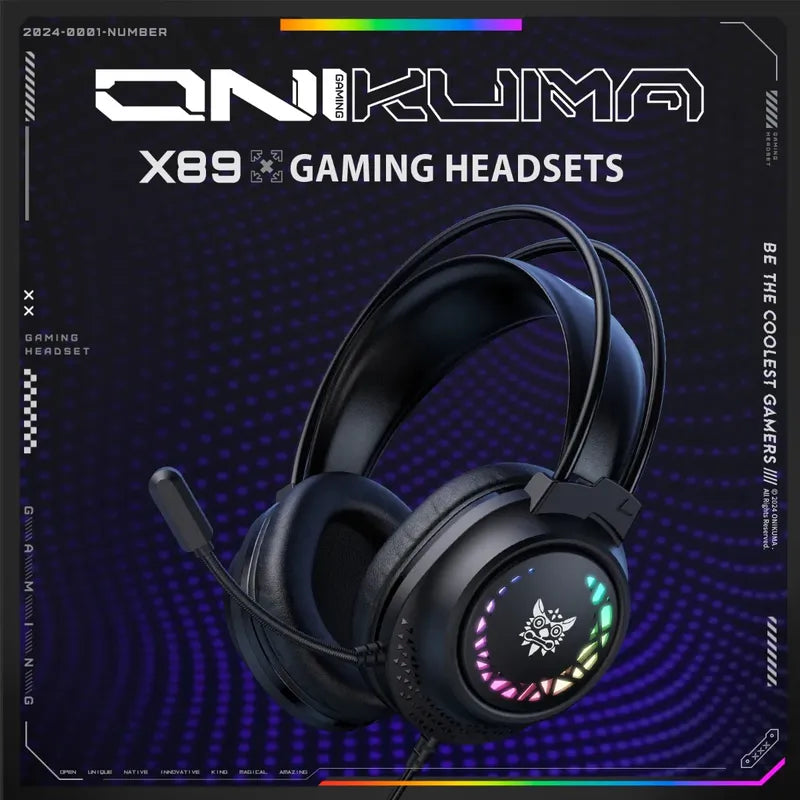 Audifono Gamer Onikuma X92 Conector 3,5mm Con Luz Sonido 3d Negro X92