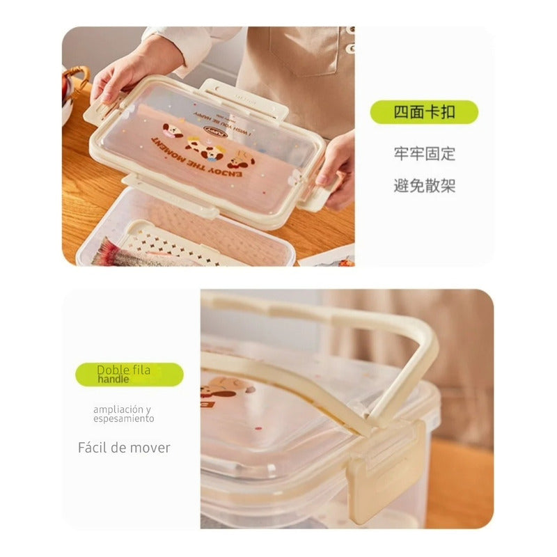 X5 Contenedor Hermético Cn Tapa Fruta Verdura Frescas Kawaii