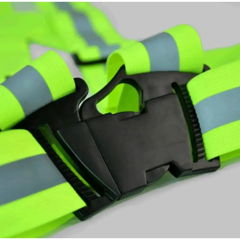 Arnes Reflectante D Seguridad Chaleco Bici Deporte Ajustable Único Verde Reflectante