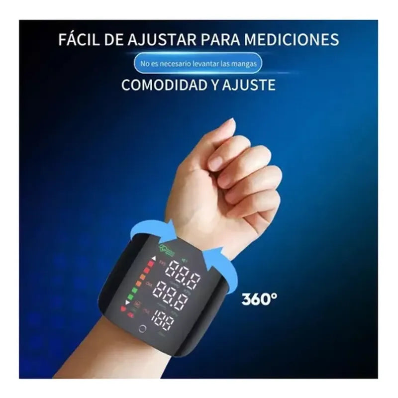 Toma Presión Arterial Digital De Muñeca Con Voz Pantalla Led Negro Gl70096