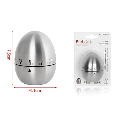 Temporizador De Cocina Mecánico Forma De Huevo 60mim Alarma Plateado Huevo Cocido