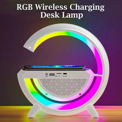 Parlante Bluetooth Cn Cargador Inalámbrico + Lámpara Led Rgb