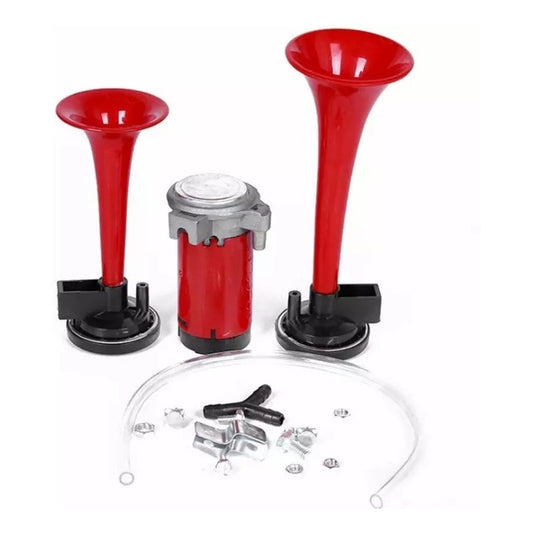 Bocina Doble Eléctrica Trompeta Aire + Compreso Auto 12v